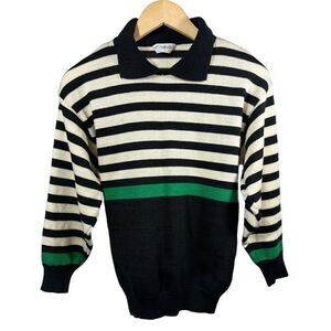 L'ATELIER Women's Vintage Striped Long Sleeve Knit Sweater Black/White Size XS